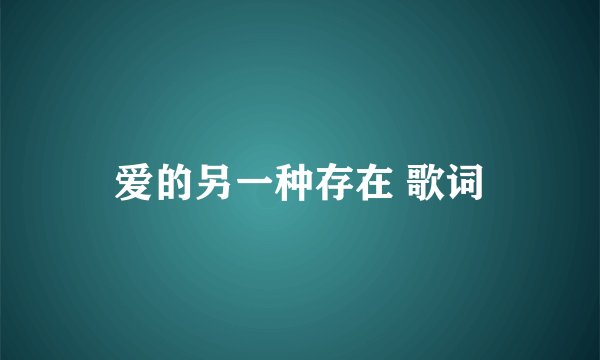 爱的另一种存在 歌词