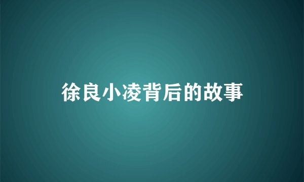 徐良小凌背后的故事