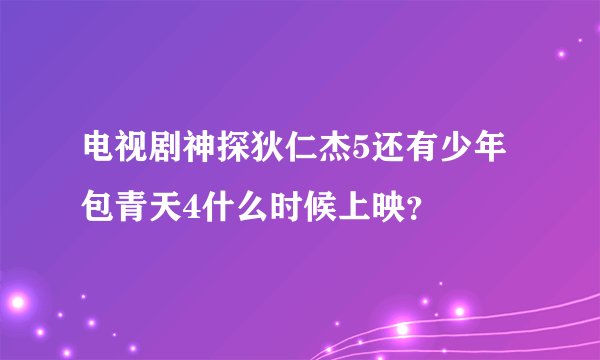 电视剧神探狄仁杰5还有少年包青天4什么时候上映？
