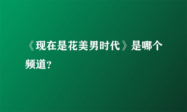 《现在是花美男时代》是哪个频道？