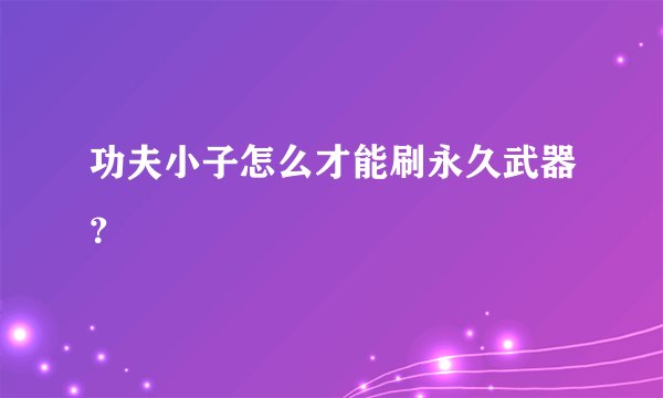 功夫小子怎么才能刷永久武器？
