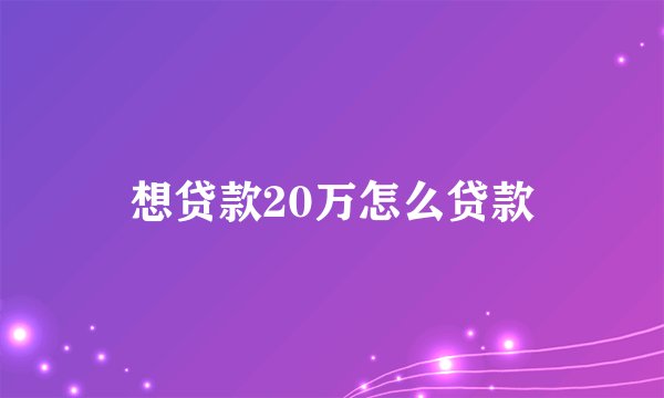 想贷款20万怎么贷款