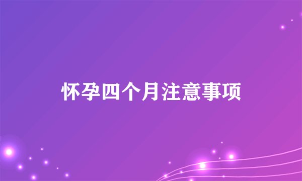 怀孕四个月注意事项