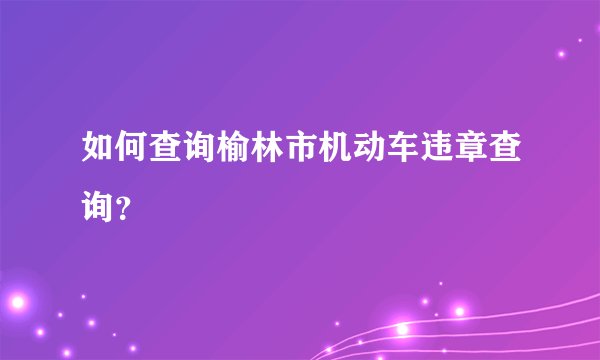 如何查询榆林市机动车违章查询？