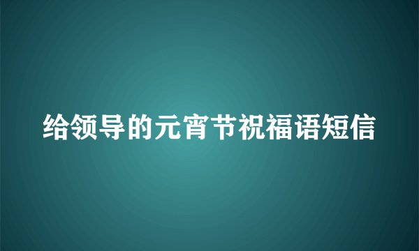 给领导的元宵节祝福语短信