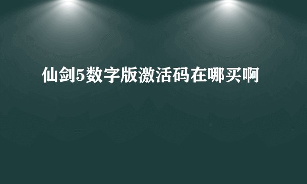 仙剑5数字版激活码在哪买啊