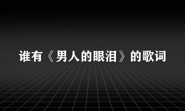 谁有《男人的眼泪》的歌词