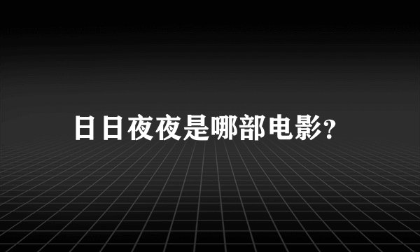 日日夜夜是哪部电影？