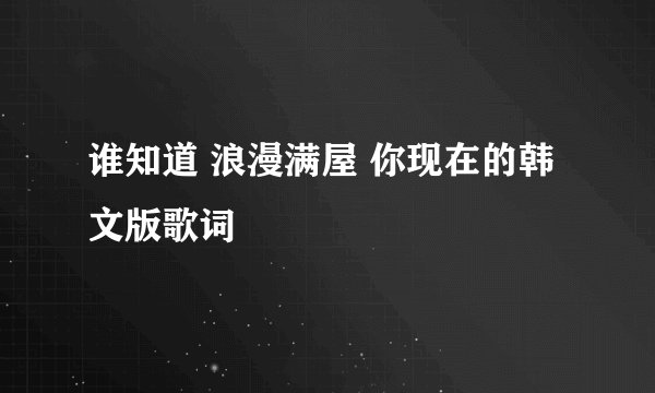 谁知道 浪漫满屋 你现在的韩文版歌词