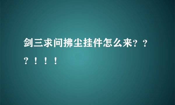 剑三求问拂尘挂件怎么来???!!!