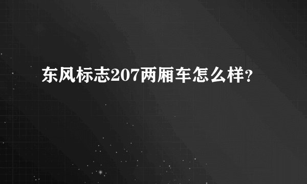 东风标志207两厢车怎么样？