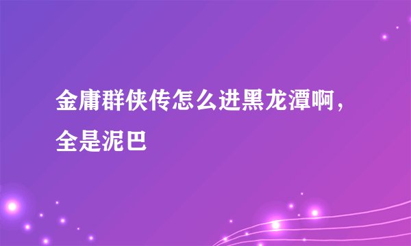 金庸群侠传怎么进黑龙潭啊，全是泥巴