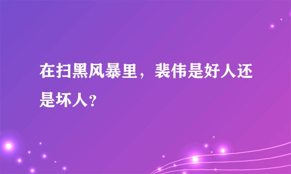 在扫黑风暴里，裴伟是好人还是坏人？