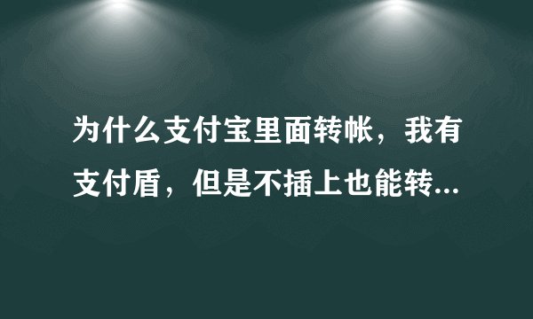 为什么支付宝里面转帐，我有支付盾，但是不插上也能转帐，这样不是很不安全吗