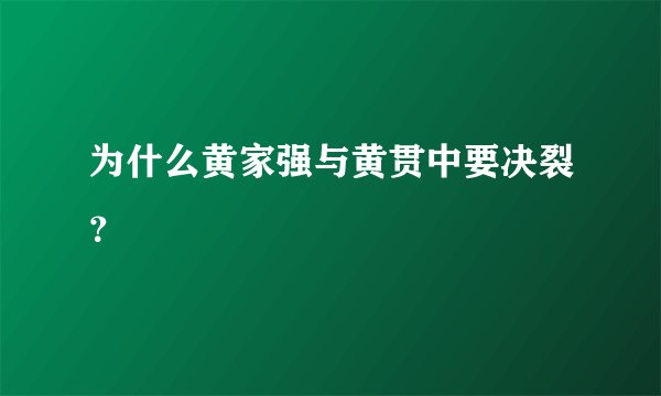 为什么黄家强与黄贯中要决裂？