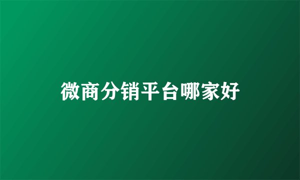 微商分销平台哪家好