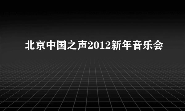北京中国之声2012新年音乐会