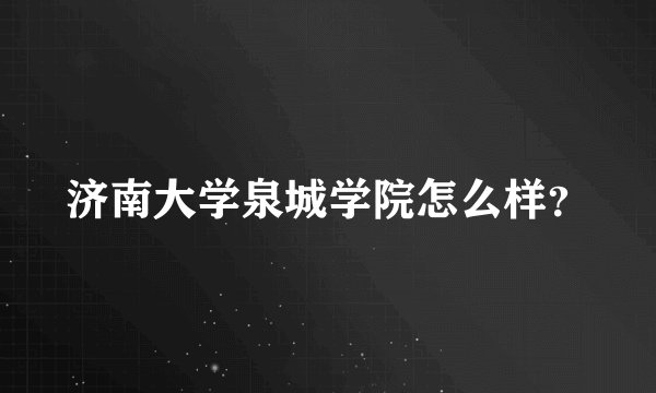 济南大学泉城学院怎么样？