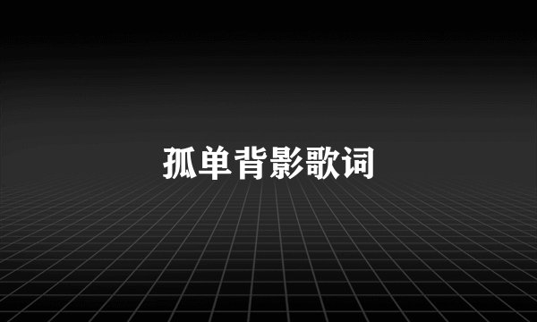 孤单背影歌词
