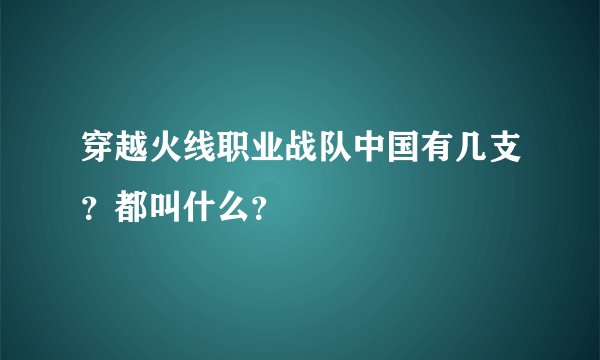 穿越火线职业战队中国有几支？都叫什么？
