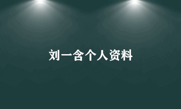 刘一含个人资料