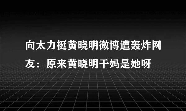 向太力挺黄晓明微博遭轰炸网友：原来黄晓明干妈是她呀