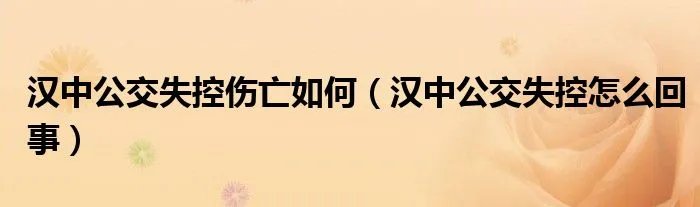 汉中公交失控伤亡如何（汉中公交失控怎么回事）