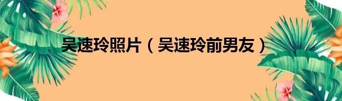 吴速玲照片（吴速玲前男友）