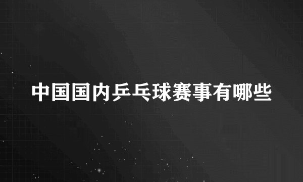 中国国内乒乓球赛事有哪些