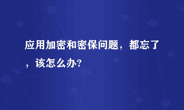 应用加密和密保问题，都忘了，该怎么办?