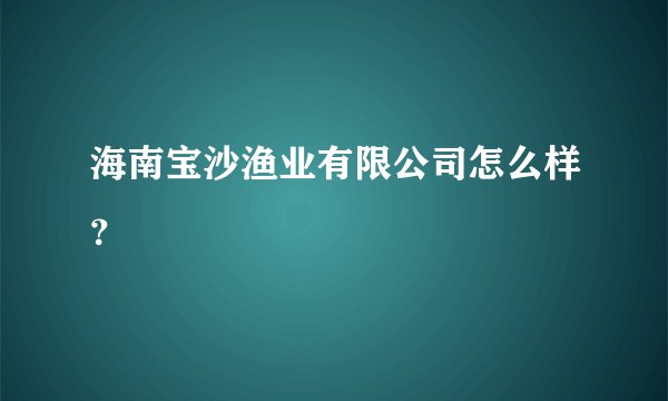 海南宝沙渔业有限公司怎么样？
