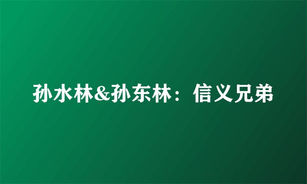 孙水林&孙东林：信义兄弟
