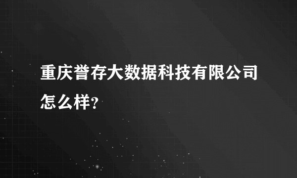 重庆誉存大数据科技有限公司怎么样?