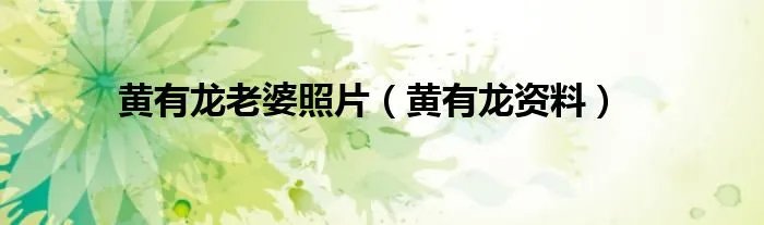 黄有龙老婆照片(黄有龙资料)