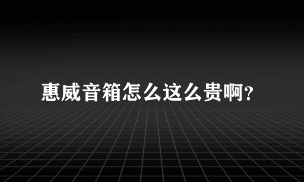 惠威音箱怎么这么贵啊？