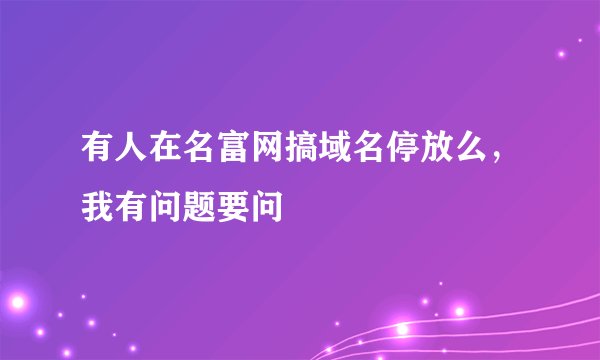 有人在名富网搞域名停放么，我有问题要问