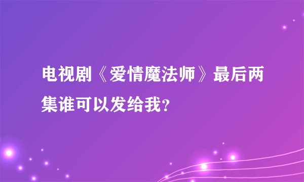 电视剧《爱情魔法师》最后两集谁可以发给我？