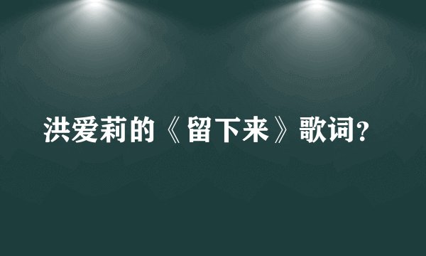 洪爱莉的《留下来》歌词？