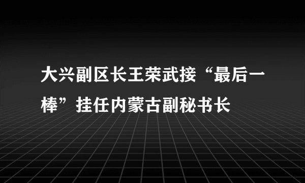 大兴副区长王荣武接“最后一棒”挂任内蒙古副秘书长