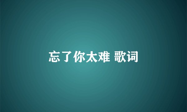 忘了你太难 歌词