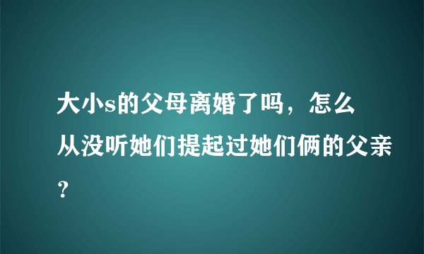 大小s的父母离婚了吗，怎么从没听她们提起过她们俩的父亲？