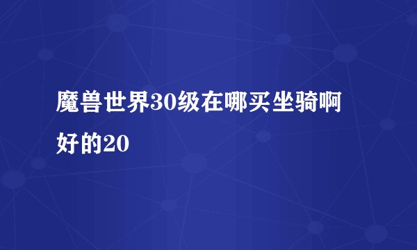 魔兽世界30级在哪买坐骑啊 好的20