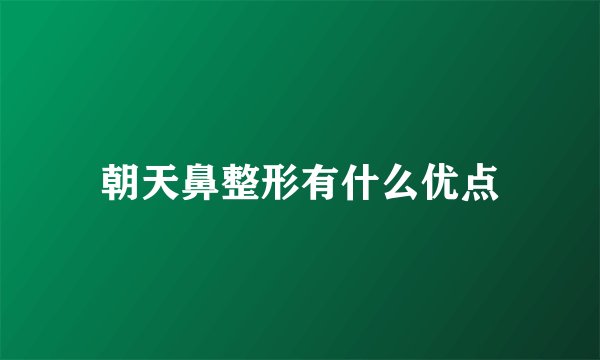 朝天鼻整形有什么优点