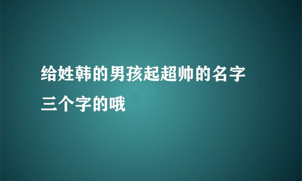 给姓韩的男孩起超帅的名字 三个字的哦