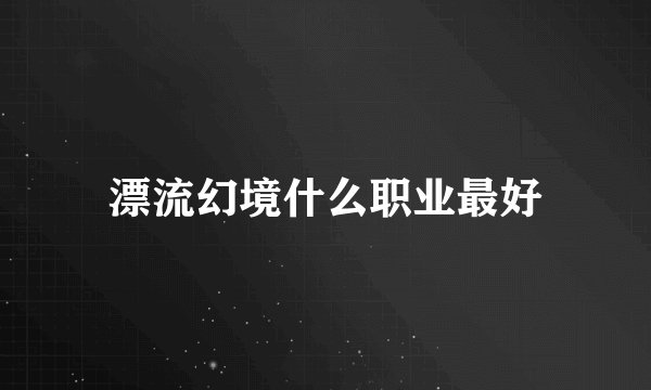 漂流幻境什么职业最好