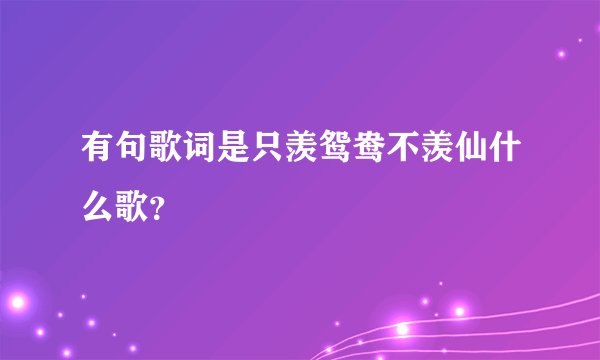 有句歌词是只羡鸳鸯不羡仙什么歌？