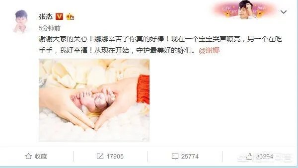 恭喜张杰和谢娜宝宝的出生。为什么明星容易生双胞胎?