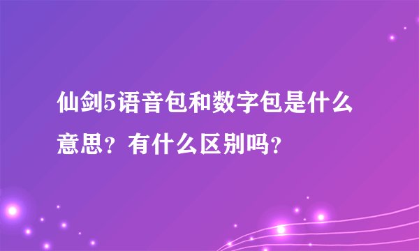 仙剑5语音包和数字包是什么意思?有什么区别吗?