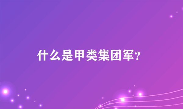 什么是甲类集团军？