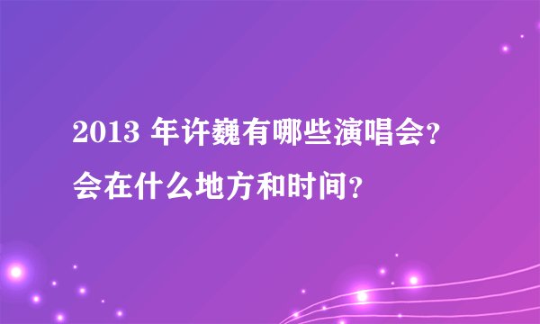 2013 年许巍有哪些演唱会?会在什么地方和时间?